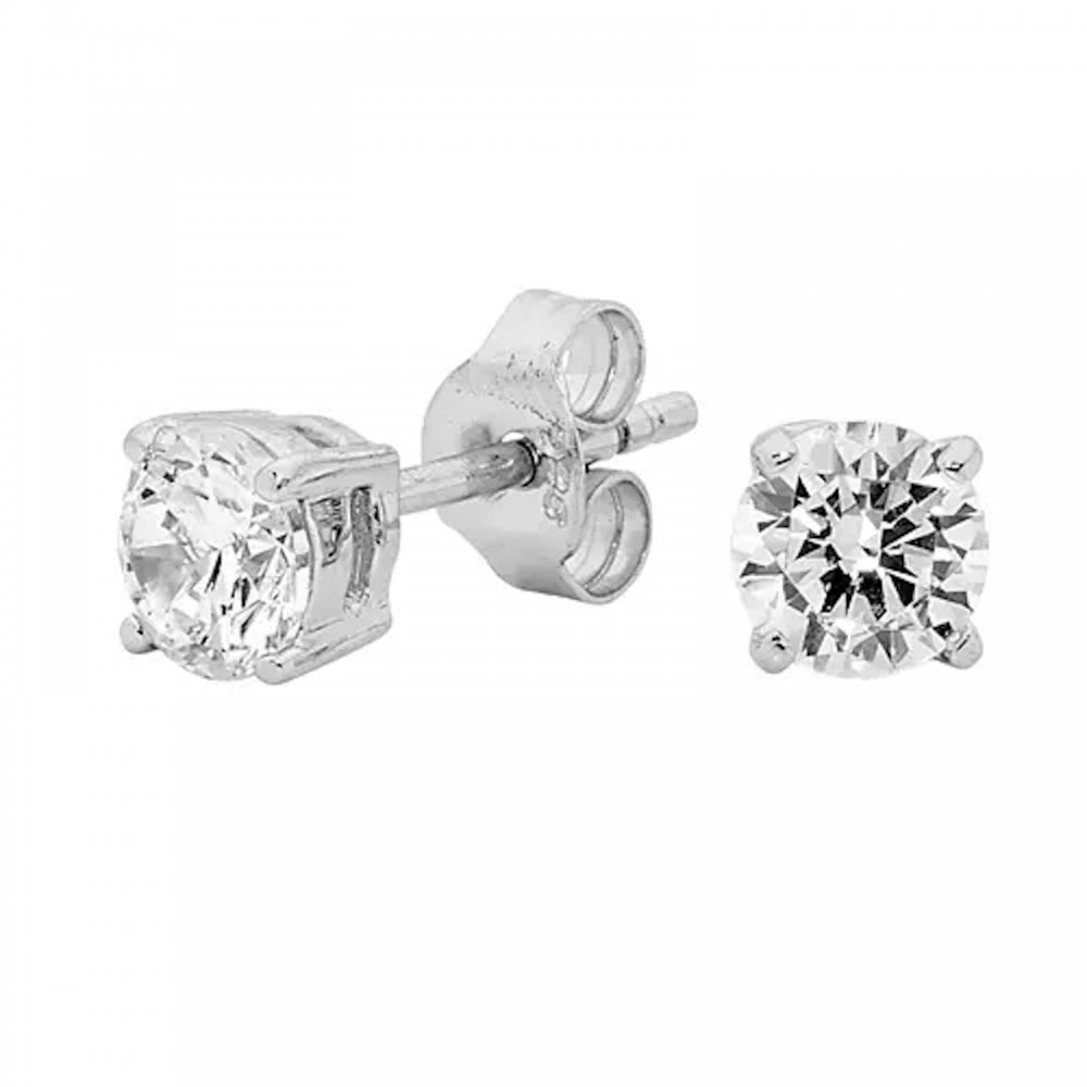 Georgini 5mm Clear Round Stud Earrings Silver