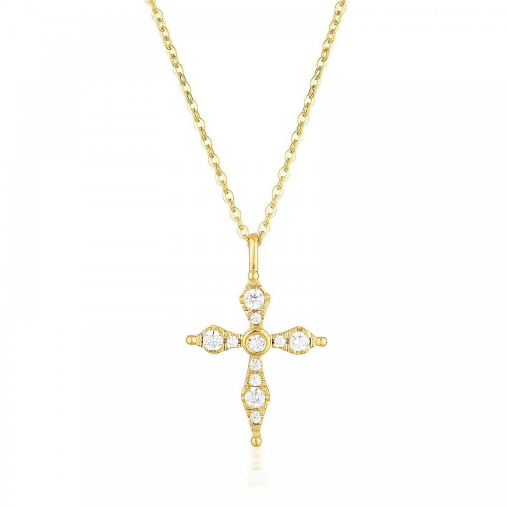 Georgini Bless Mini CZ Cross Gold Plated Pendant