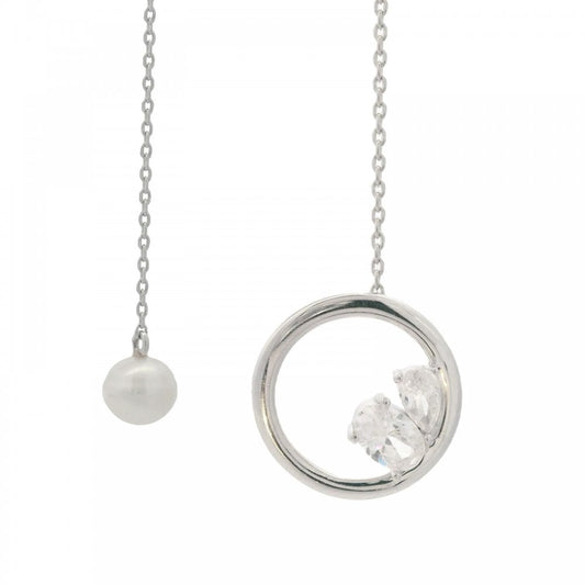 Georgini Chic Noel Freshwater Pearl CZ Lariat Necklace