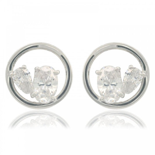 Georgini Chic Noel Toi Et Moi Circle Silver CZ  Earrings