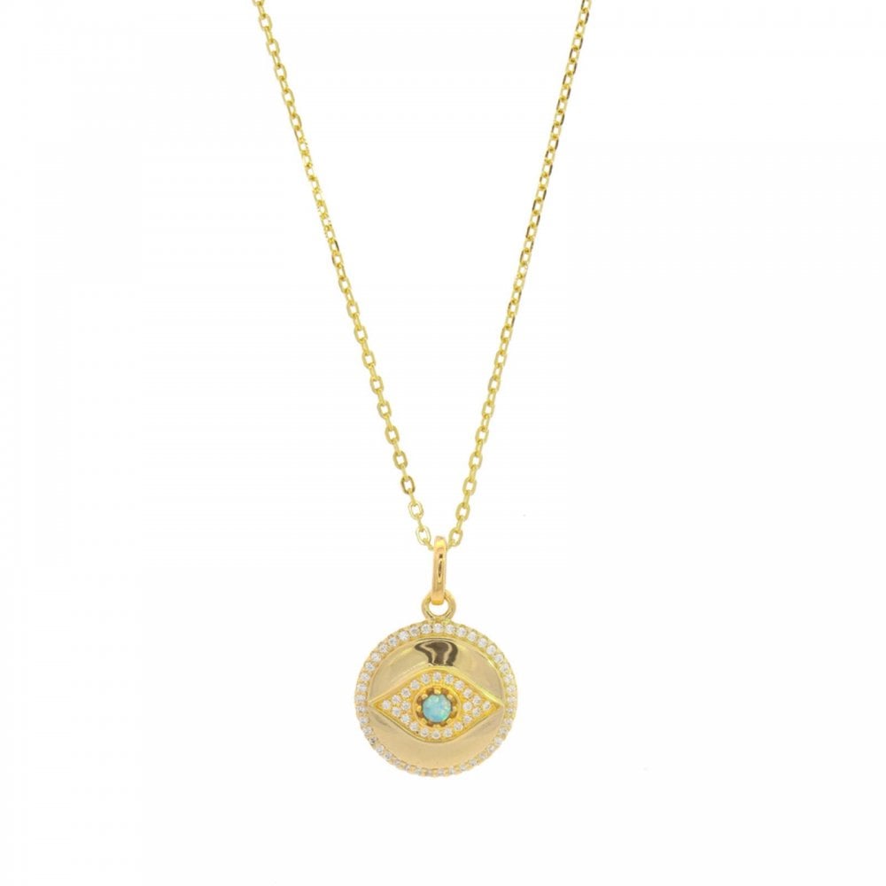 Georgini Create Opal Glow Evil Eye Gold Plated Medallion Pendant