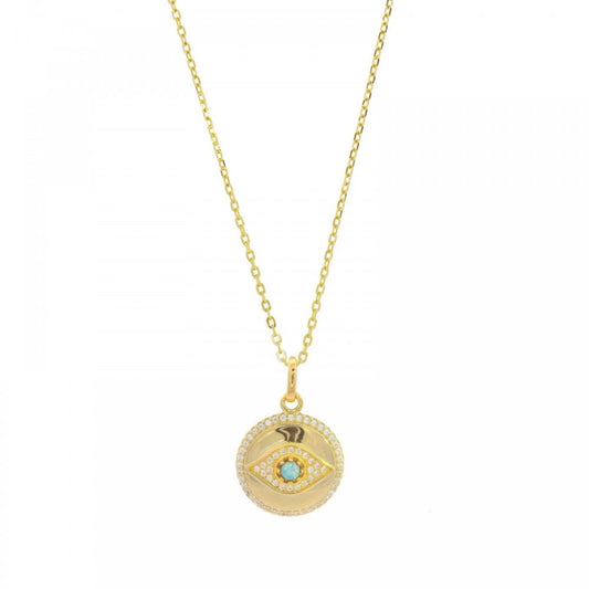 Georgini Create Opal Glow Evil Eye Gold Plated Medallion Pendant