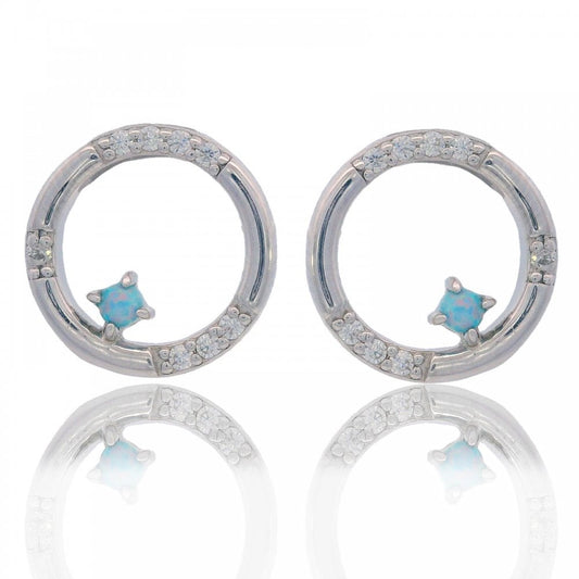 Georgini Created Opal Glow Circle Silver Earrings