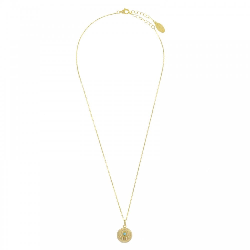 Georgini Created Opal Glow Hamsa Hand Medallion GP Pendant