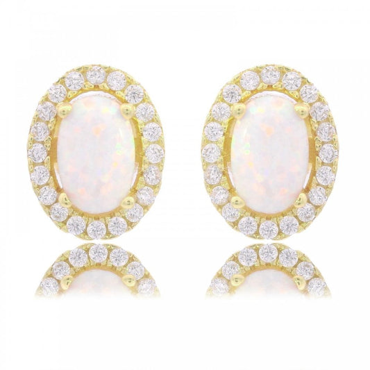 Georgini Created Opal Glow Silver Gold Plated Earrings