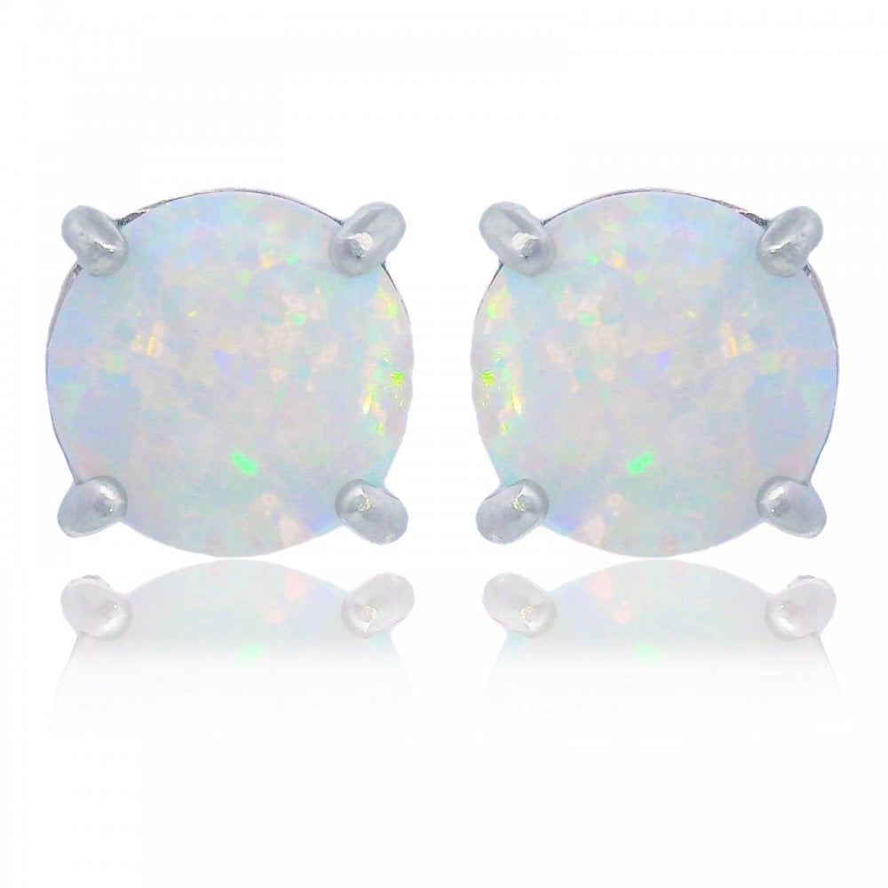 Georgini Created Opal Glow Silver Stud Earrings