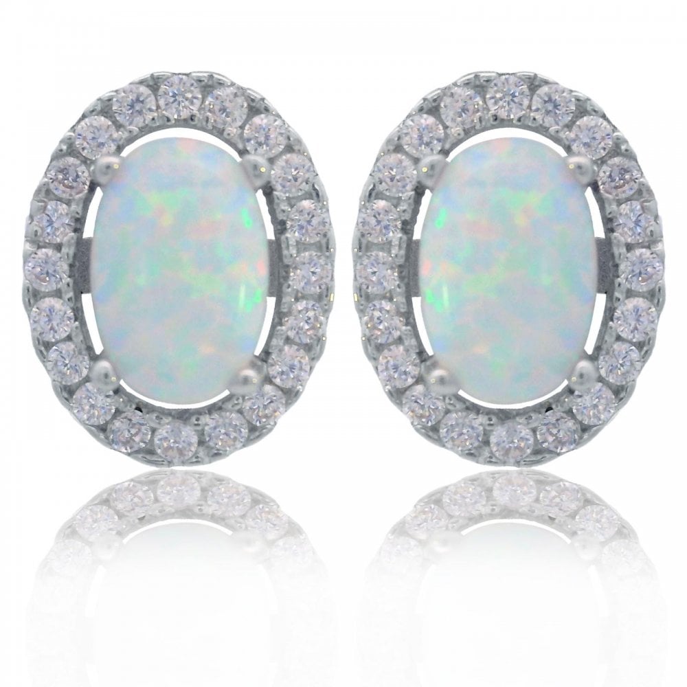 Georgini Created Opal Glow Silver Stud Earrings