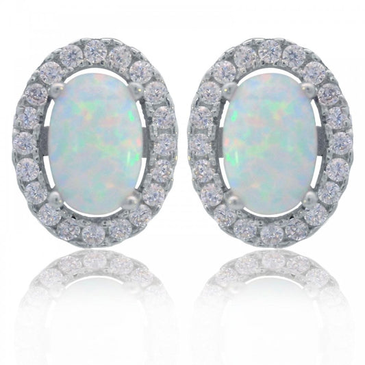 Georgini Created Opal Glow Silver Stud Earrings