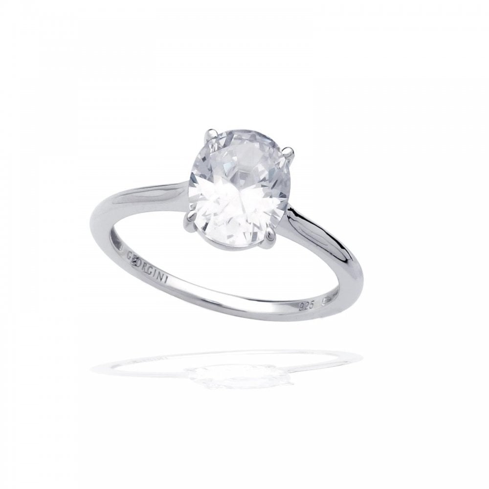 Georgini Ellipse Christmas Journey CZ Silver Ring Size 54