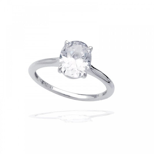 Georgini Ellipse Christmas Journey CZ Silver Ring Size 54