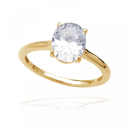 Georgini Ellipse Christmas Journey Gold CZ Ring Size 54