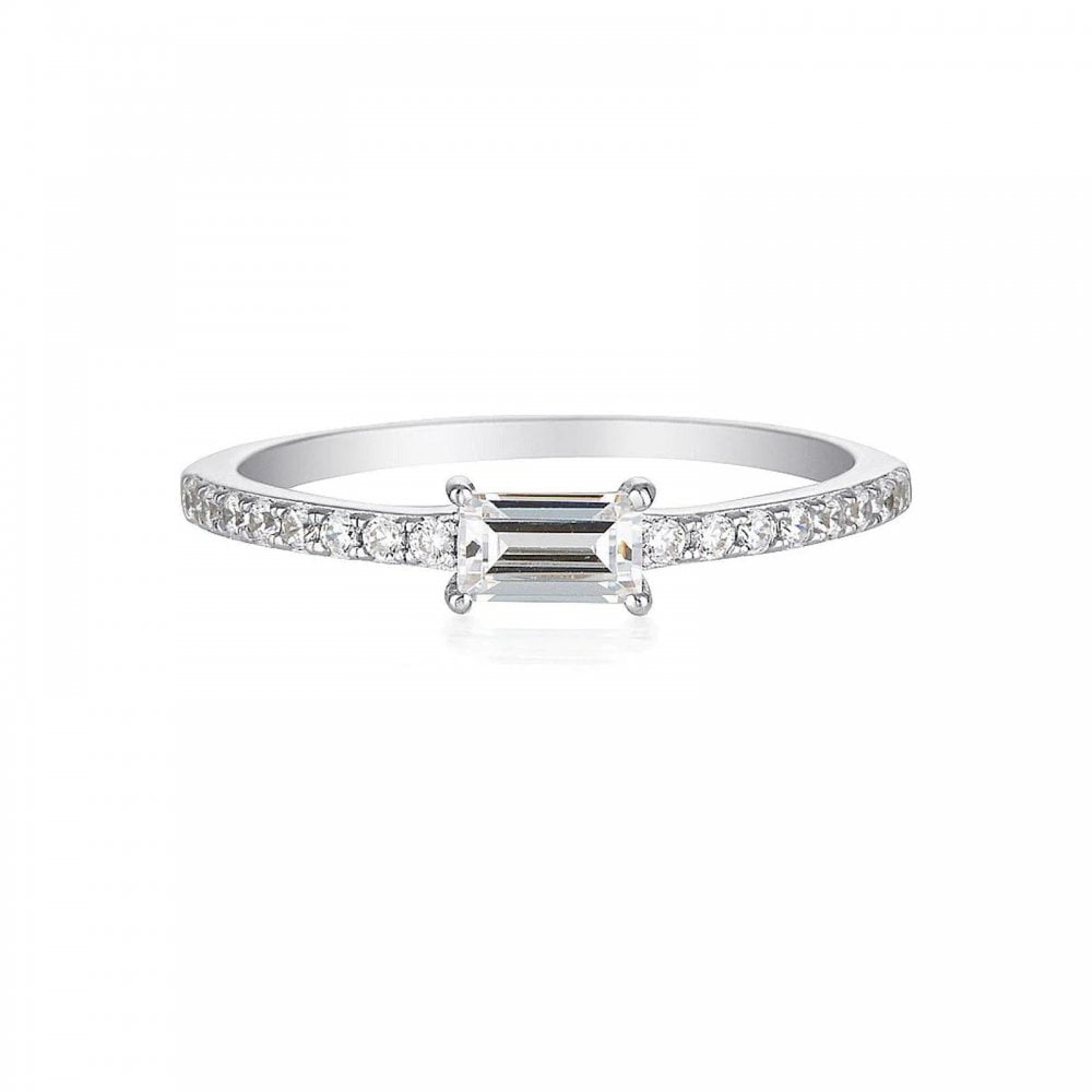 Georgini Mika Baguette Silver CZ Ring Size 54