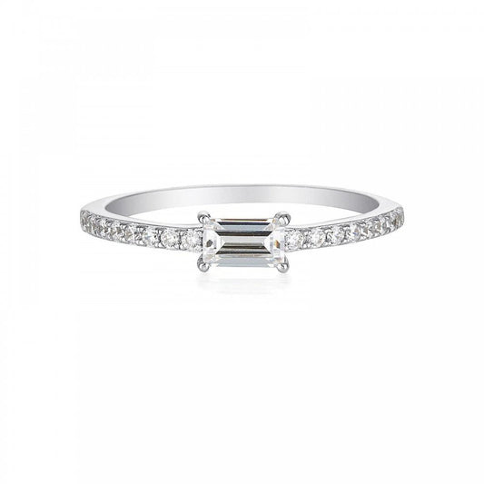 Georgini Mika Baguette Silver CZ Ring Size 54