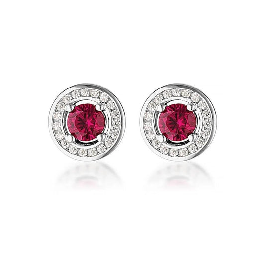 Georgini Milestone Ruby & White CZ Halo Earrings