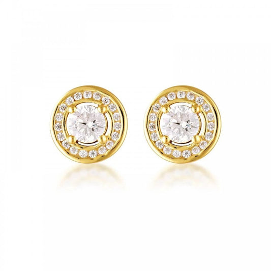 Georgini Milestone White CZ Halo Earrings Gold