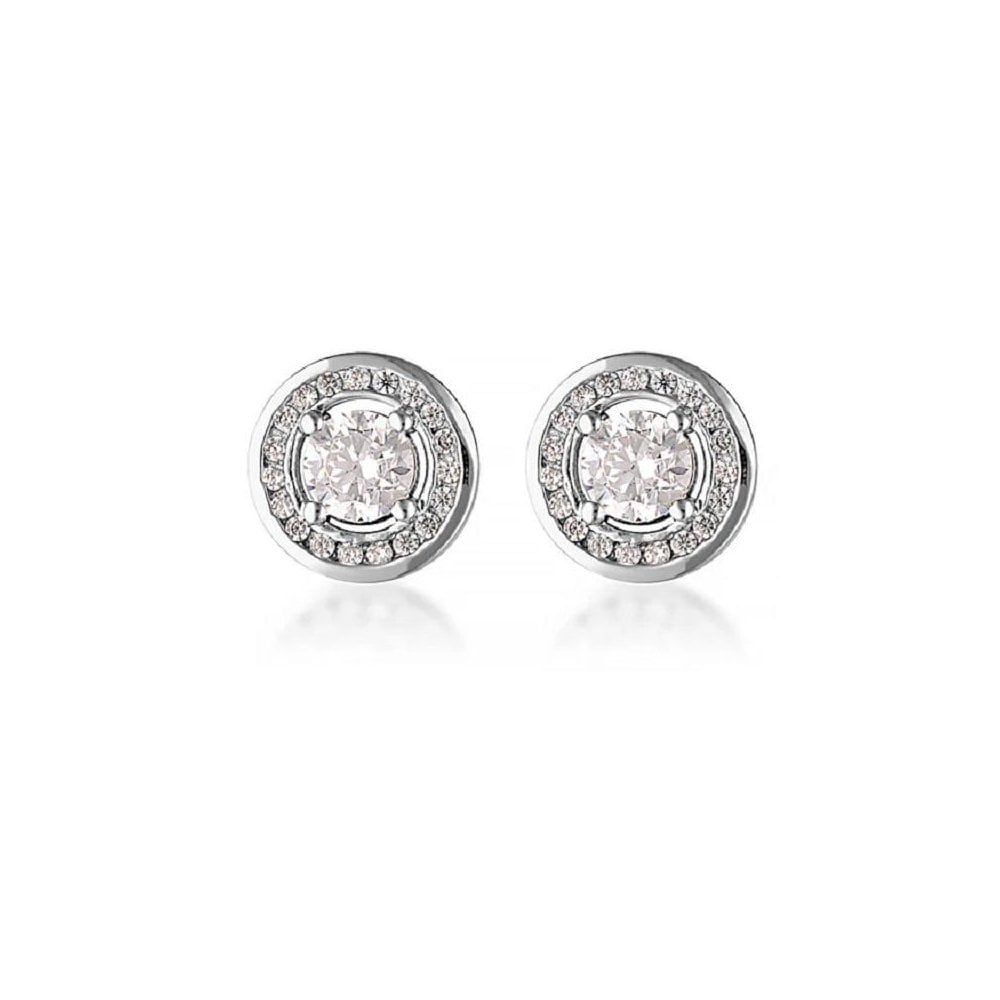 Georgini Milestone White CZ Halo Earrings Silver