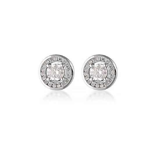 Georgini Milestone White CZ Halo Earrings Silver