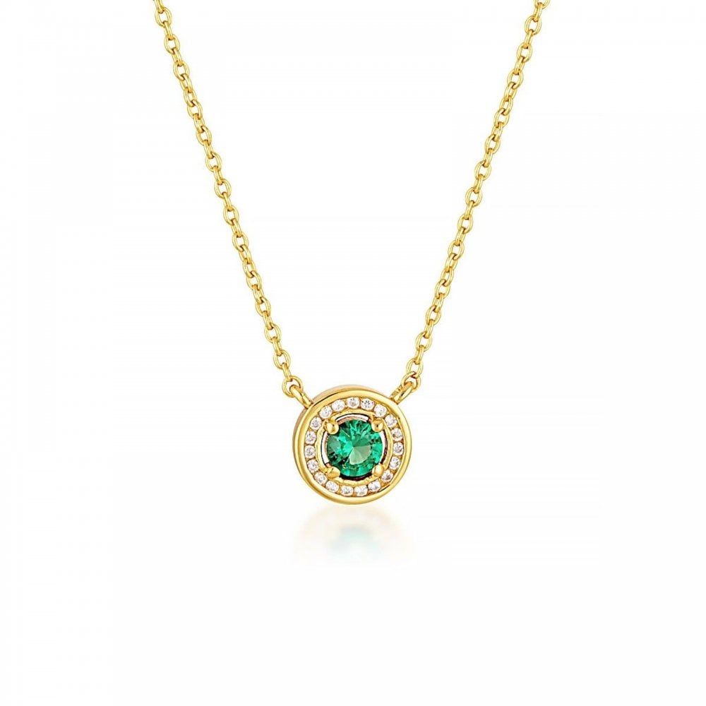 Georgini Milestones Emerald Nano CZ Halo Gold Pendant