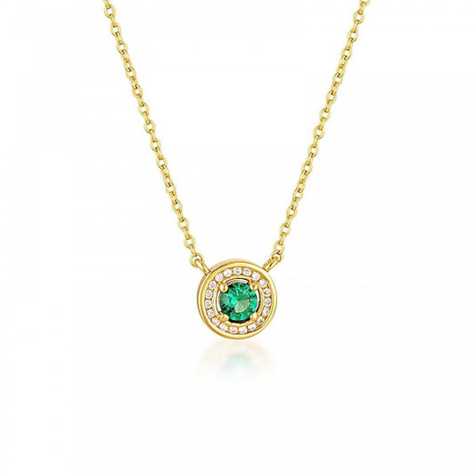 Georgini Milestones Emerald Nano CZ Halo Gold Pendant