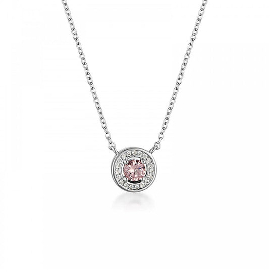 Georgini Milestones Morganite CZ Silver Halo Cluster Pendant