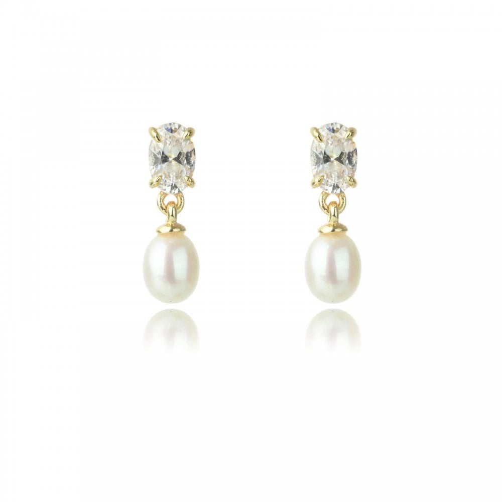 Georgini Ocean FW Pearl & CZ Gold Plated Earrings