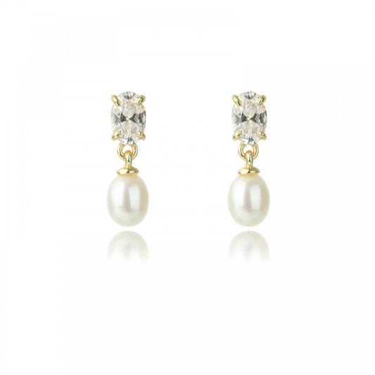 Georgini Ocean FW Pearl & CZ Gold Plated Earrings