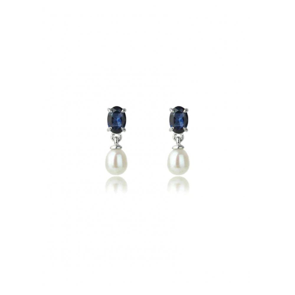 Georgini Oceans Whitsundays Fresh Water  Pearl & Sapphire Blue CZ Earrings