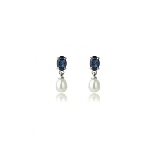 Georgini Oceans Whitsundays Fresh Water  Pearl & Sapphire Blue CZ Earrings
