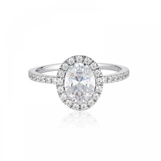 Georgini Oval Halo Silver CZ Ring Size 54
