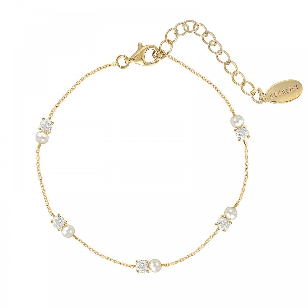 Georgini Pearl CZ Noel Nights Snow Drop Gold Bracelet