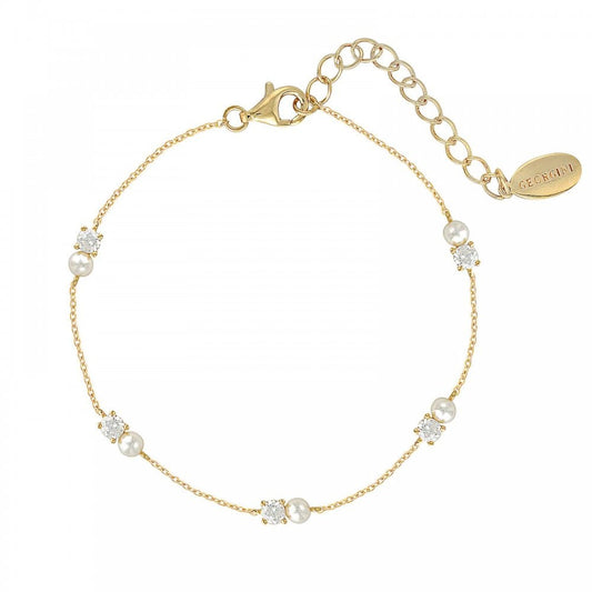 Georgini Pearl CZ Noel Nights Snow Drop Gold Bracelet