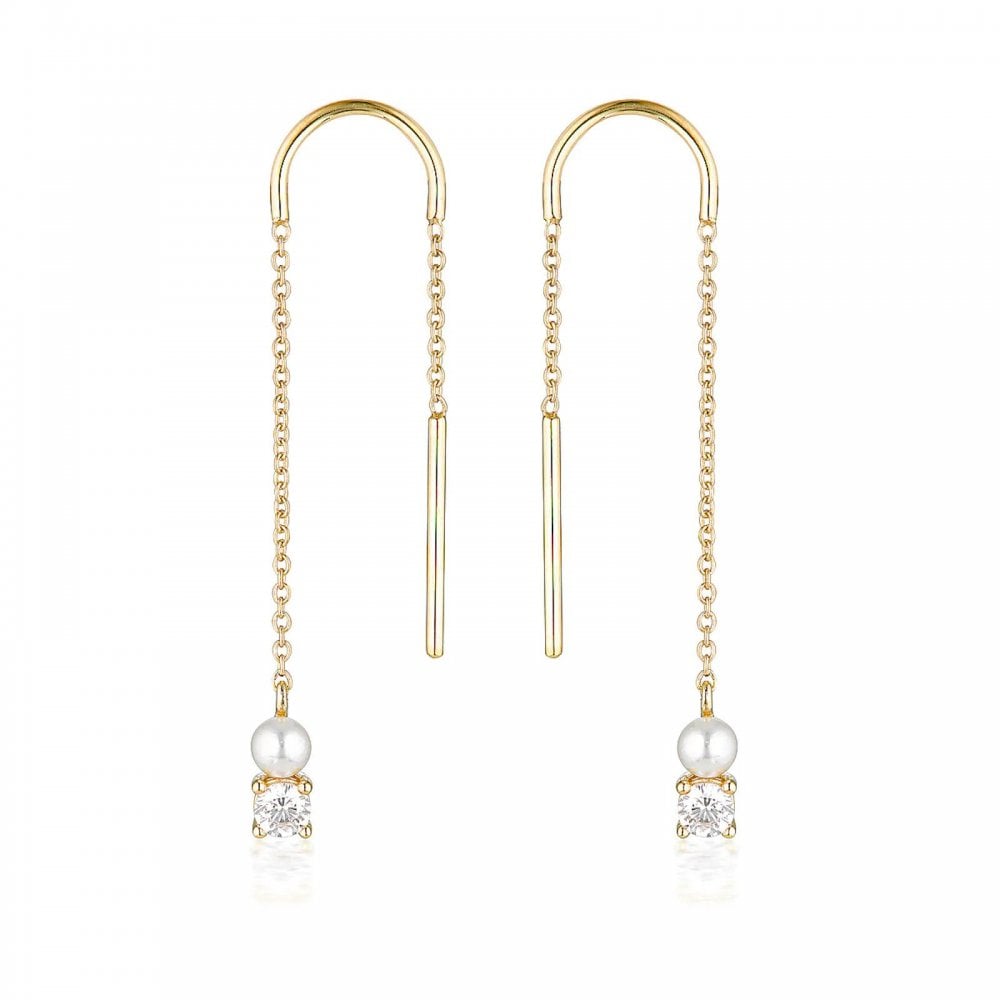 Georgini Pearl & CZ Noel Nights Snow Drop Gold Plated Earrings