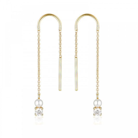 Georgini Pearl & CZ Noel Nights Snow Drop Gold Plated Earrings