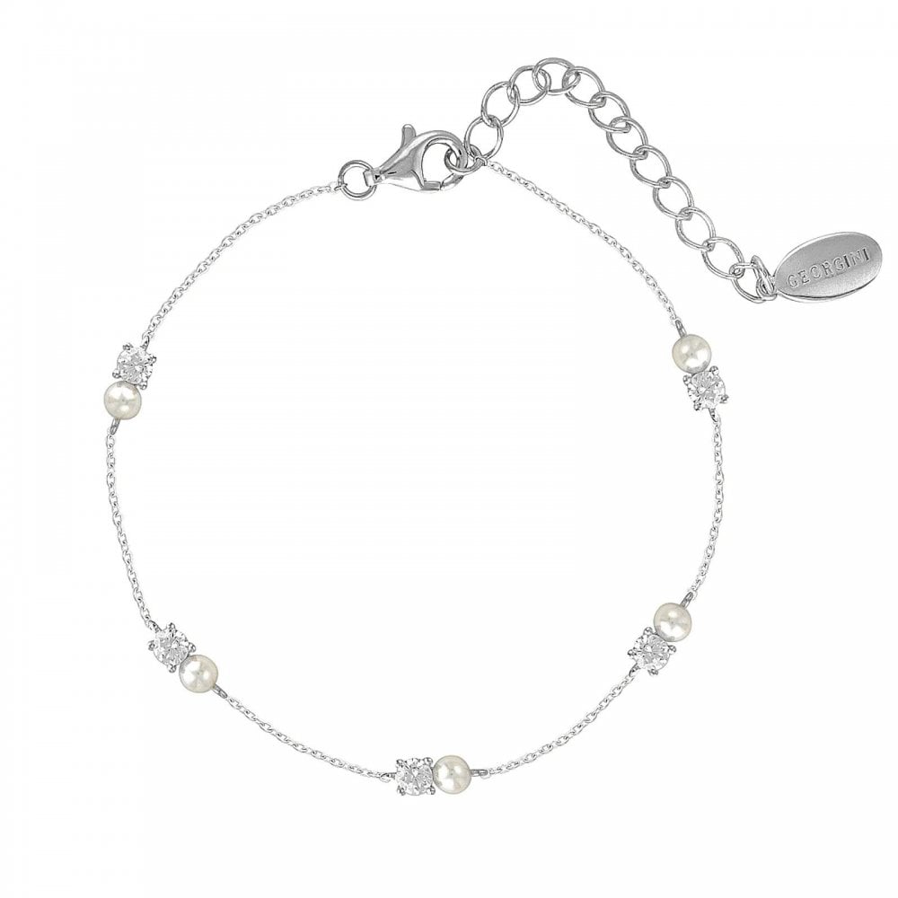 Georgini Pearl CZ Noel Nights Snow Drop Silver Bracelet
