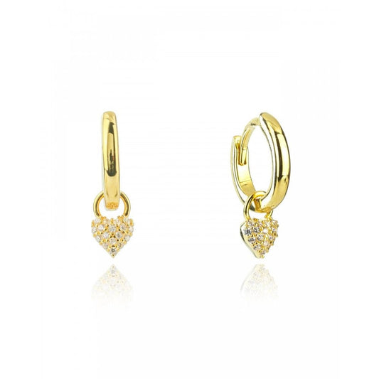 Georgini Sweetheart Sparkly Heart Drop Gold Hoops
