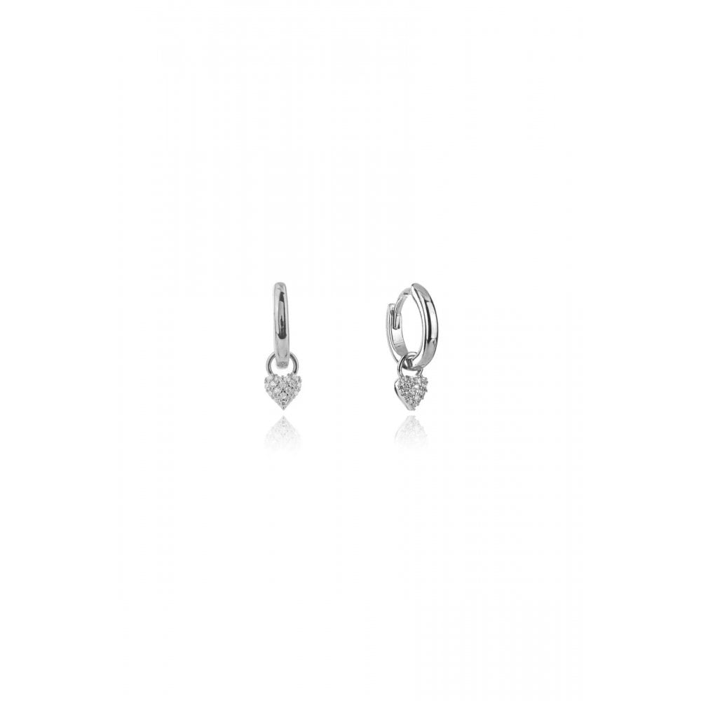 Georgini Sweetheart Sparkly Heart Drop Silver Hoop
