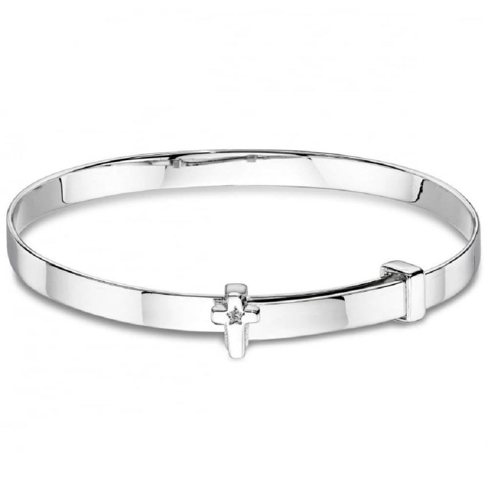 Girl's Diamond Set Honor Cross Bangle