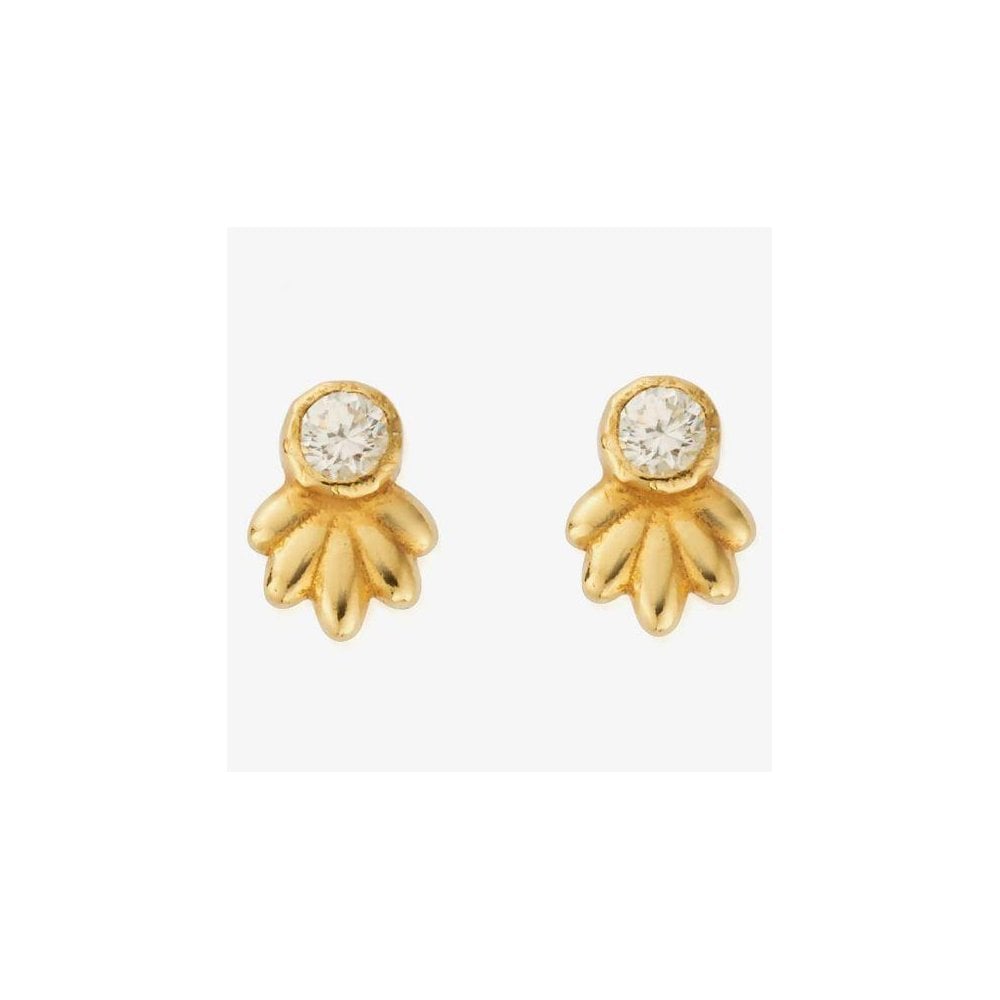 Glistening Gold Plated Flower Stud Earrings