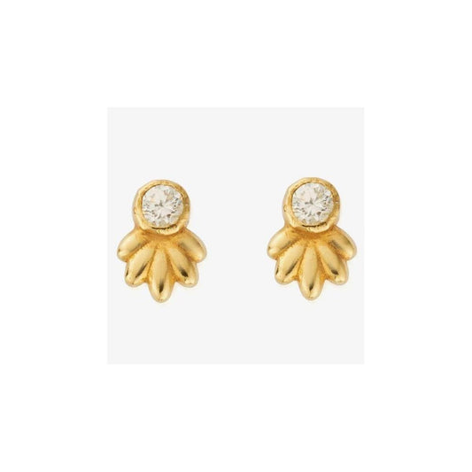 Glistening Gold Plated Flower Stud Earrings