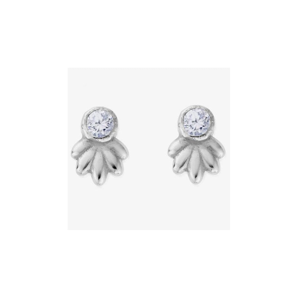 Glistening Silver Flower Stud Earrings