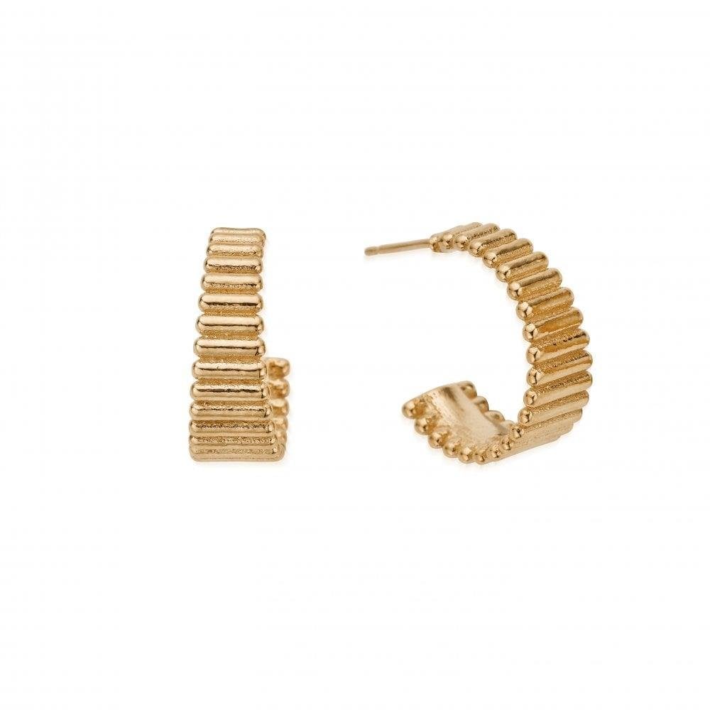 Gold Large Ridge Hoop Earrings