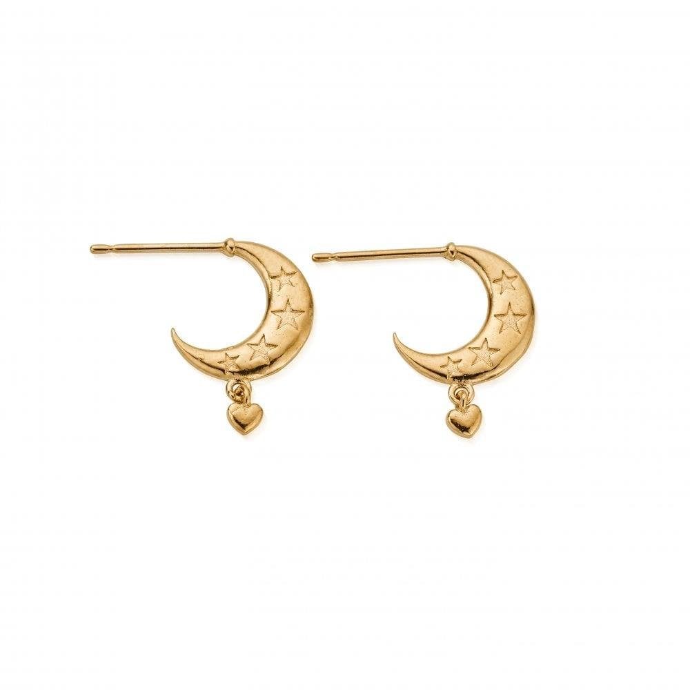 Gold Love by the Moon Huggie Hoops