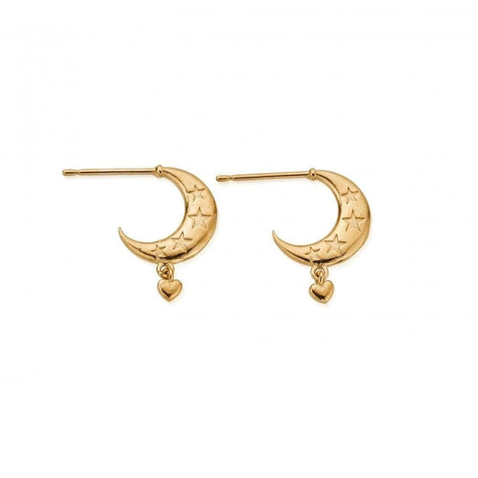 Gold Love by the Moon Huggie Hoops