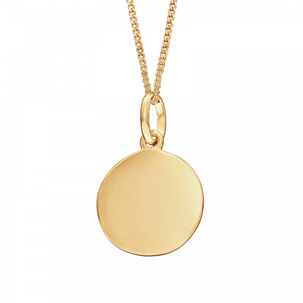 Gold Plated 12mm Round Disc Pendant & Chain