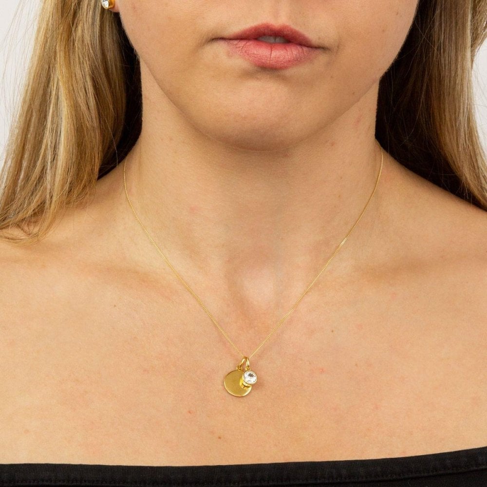 Gold Plated 12mm Round Disc Pendant & Chain
