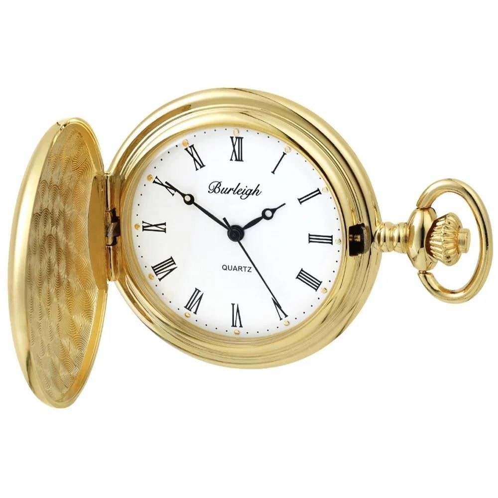 Gold Plated Hunter Pocket Watch with Chain