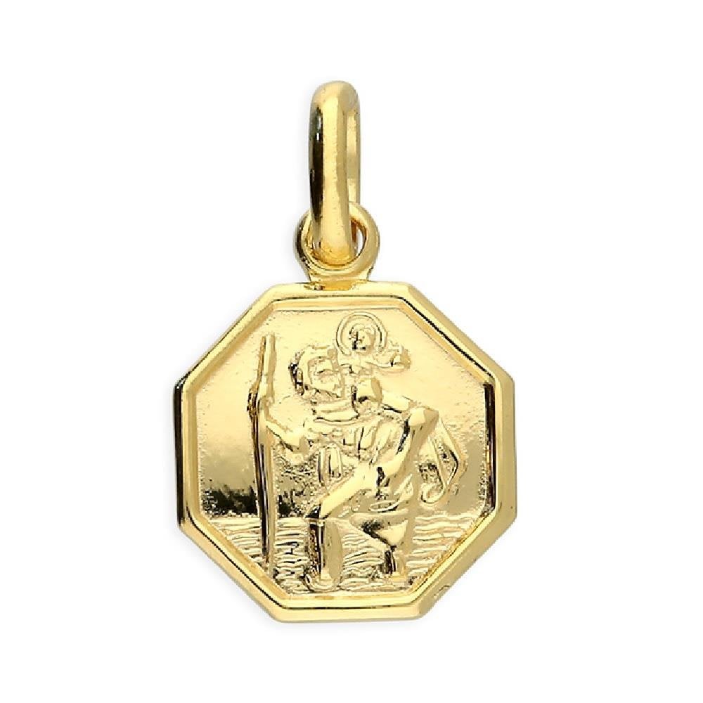 Gold Plated Octagonal St Christopher Pendant