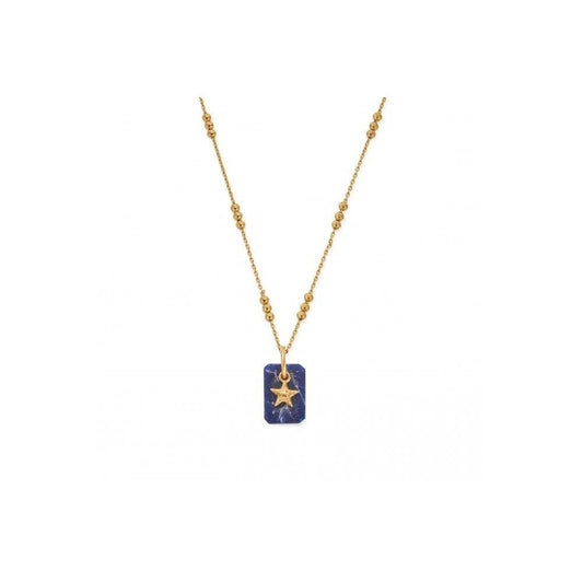 Gold Triple Bobble Chain Sodalite Star Necklace