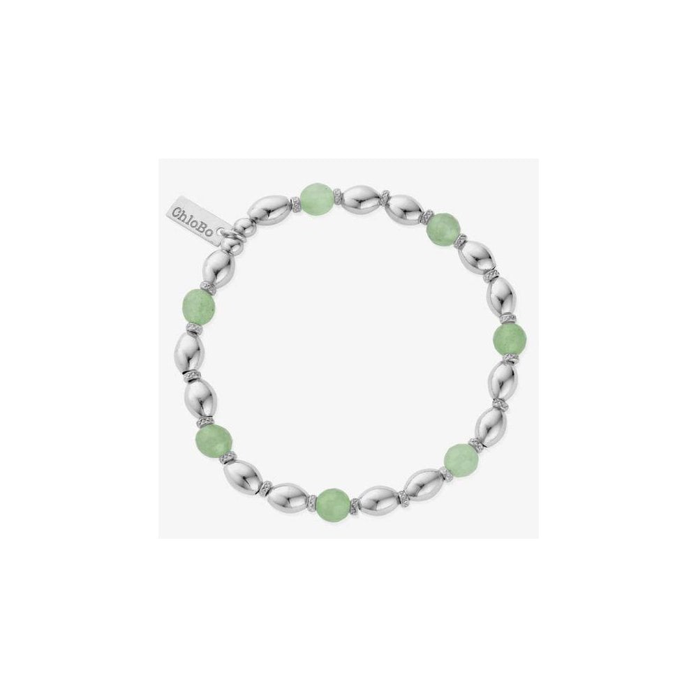 Good Fortune Silver Aventurine Bead Bracelet