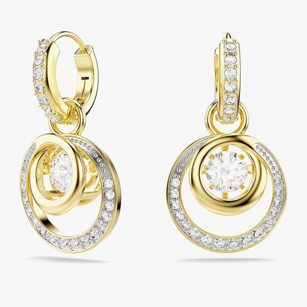 Hyperbola Drop White Gold Tone Crystal Earrings